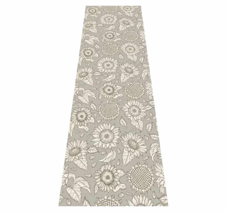 Tappeto vinile verde girasoli grigi - TenStickers