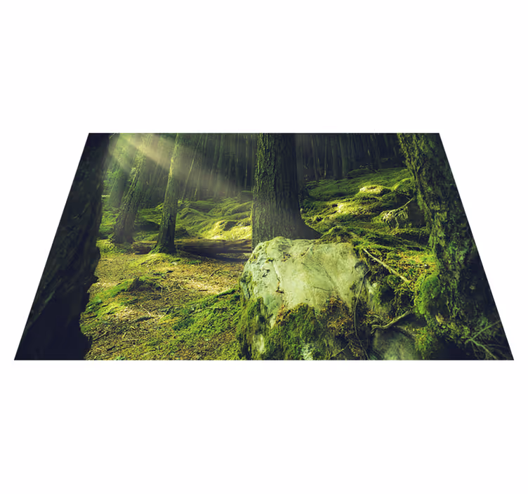 Tappeto vinile verde rocce con muschio nel bosco - TenStickers