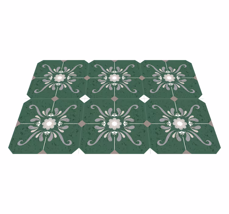 Tappeto vinile verde piastrelle in stile vintage - TenStickers