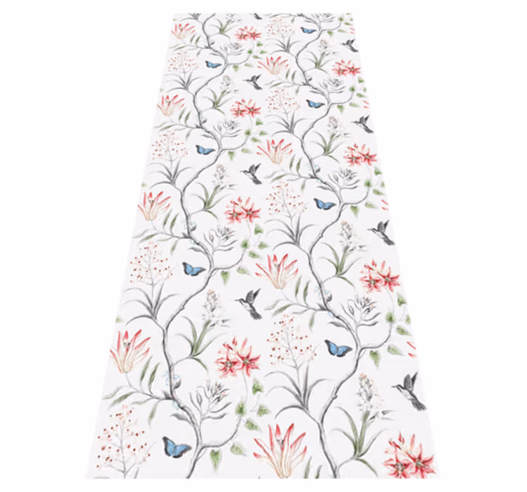 Tappeto vinile esterno carta da parati fiori e farfalle - TenStickers