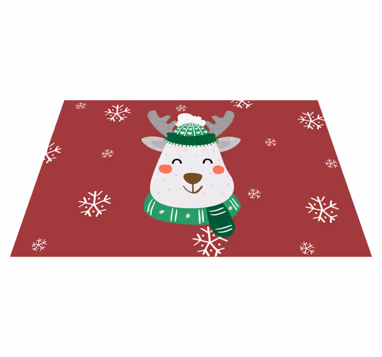 Tappeto vinile rosso cervo di natale per bambini - TenStickers