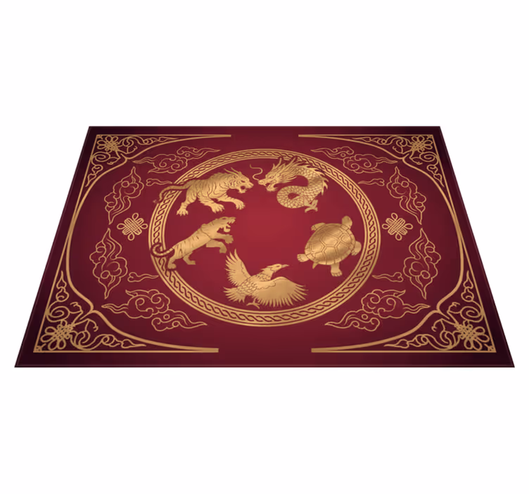 Tappeto vinile rosso drago tigre dei quattro simboli - TenStickers