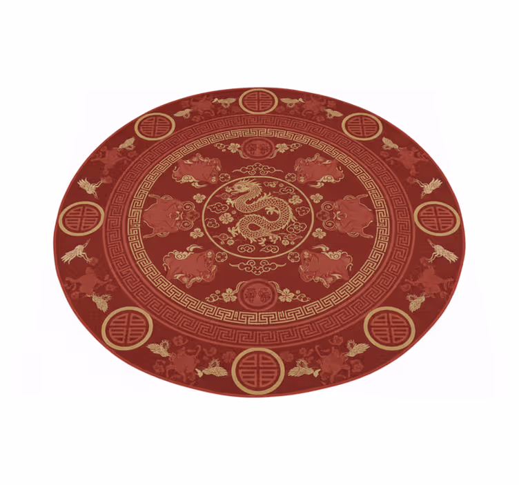 Tappeto vinile rosso con motivo vintage cinese - TenStickers
