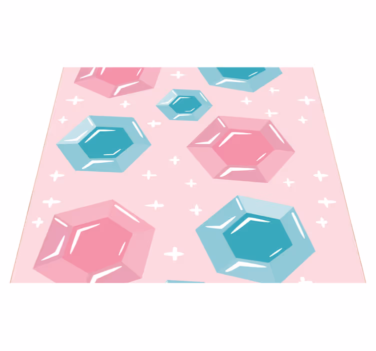 Tappeto vinile rosa gemme geometriche dai toni gioiello - TenStickers