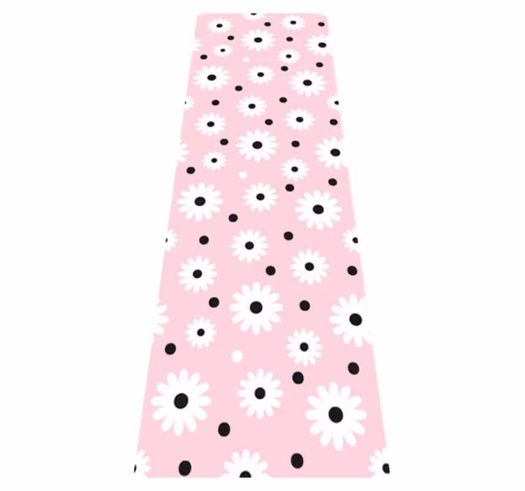 Tappeto vinile rosa motivo fiori a pois neri - TenStickers