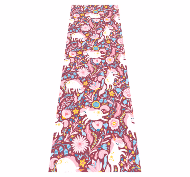 Tappeto vinile rosa con design di unicorni belli - TenStickers