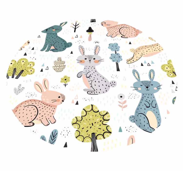 Passatoia in vinile con coniglietto circolare - TenStickers