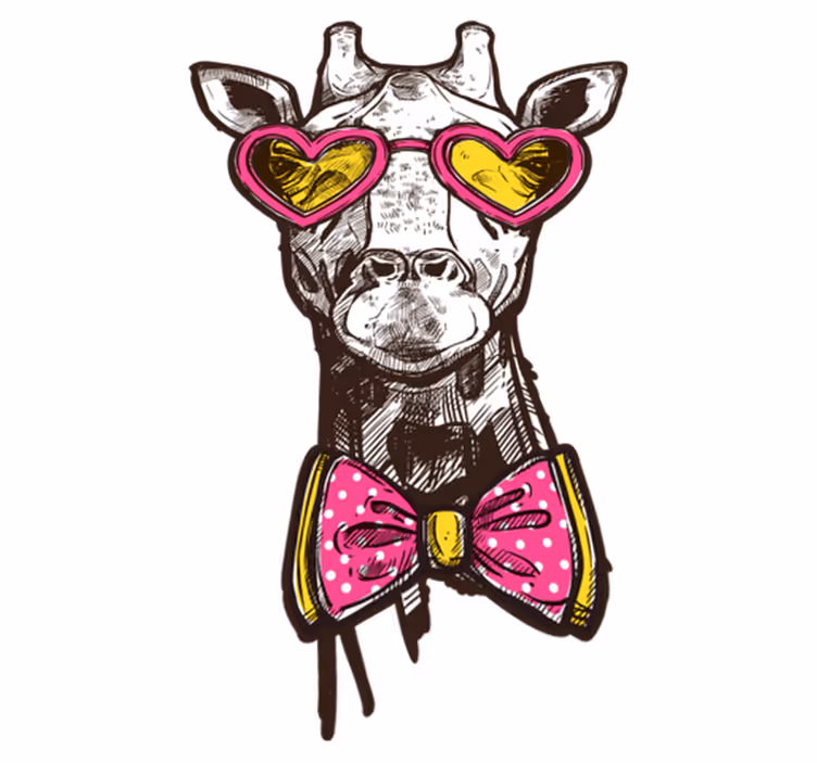 Tappeto di vinile animali eccentrici occhiali cuore giraffa - TenStickers