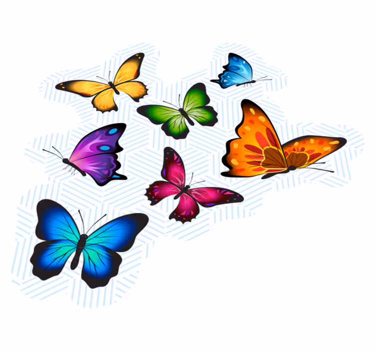 Tappeto di vinile animali collezione di farfalle colorate - TenStickers