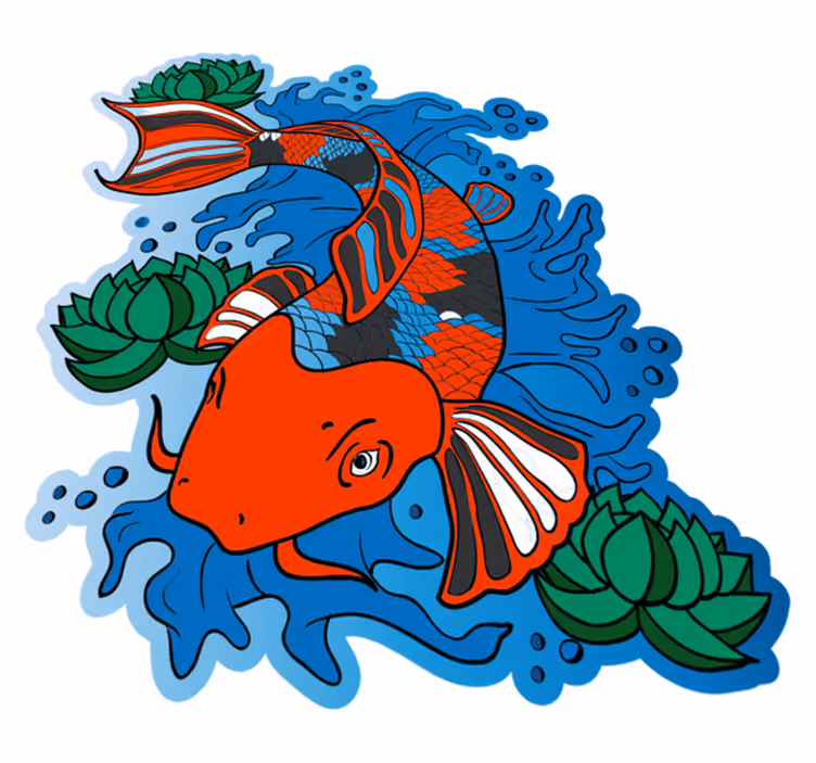 Tappeto vinile animali illustrazione colorata di pesce koi - TenStickers