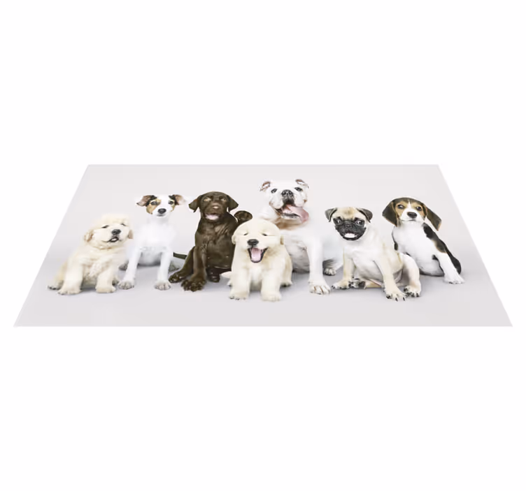 Tappeto di vinile animali adorabili cuccioli si riuniscono - TenStickers