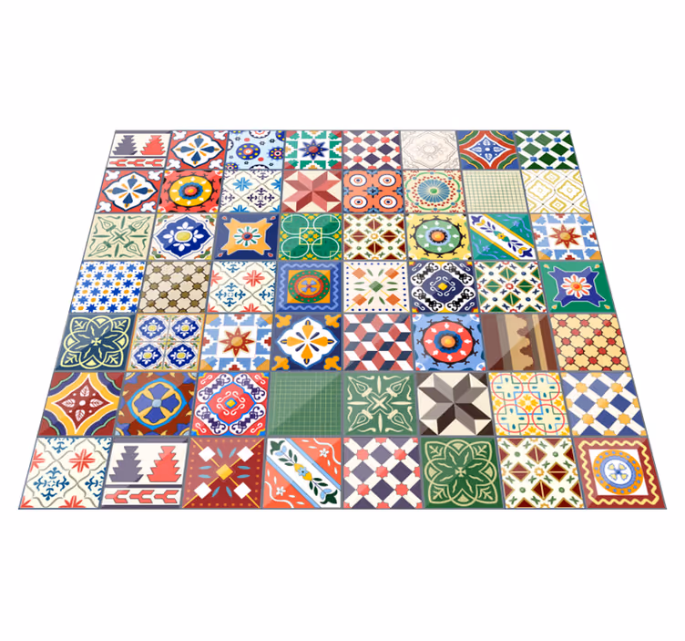 Tappeto vinile piastrelle effetto mosaico colorato - TenStickers