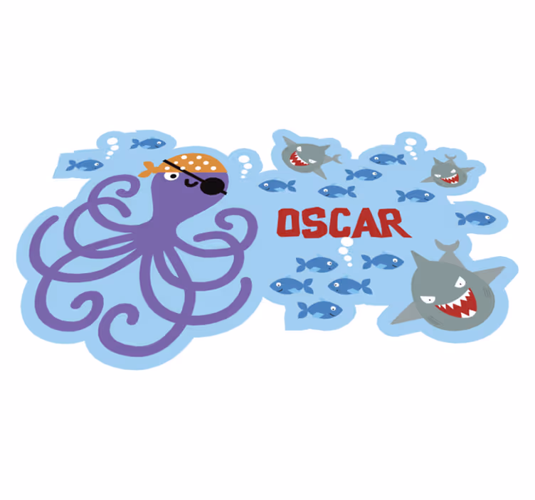 Tappeto vinile con nome creature marine personalizzabili - TenStickers
