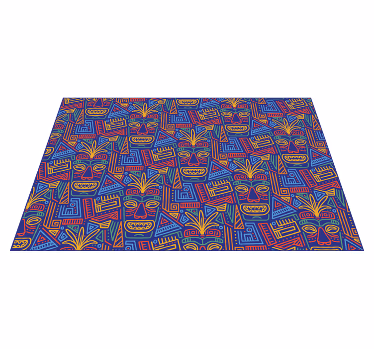 Tappeto in vinile colorato maschere tribali - TenStickers