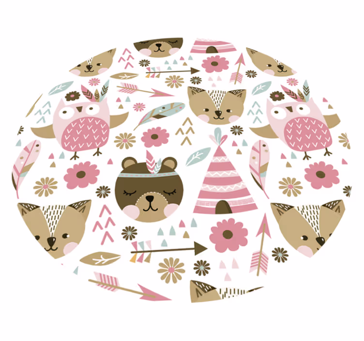 Tappeto in pvc rotondo modelli di animali per bambini - TenStickers