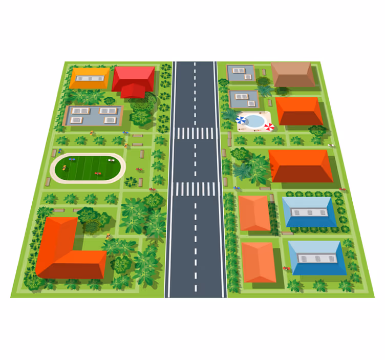Tappeto vinile per bambini paesaggio urbano giocoso - TenStickers