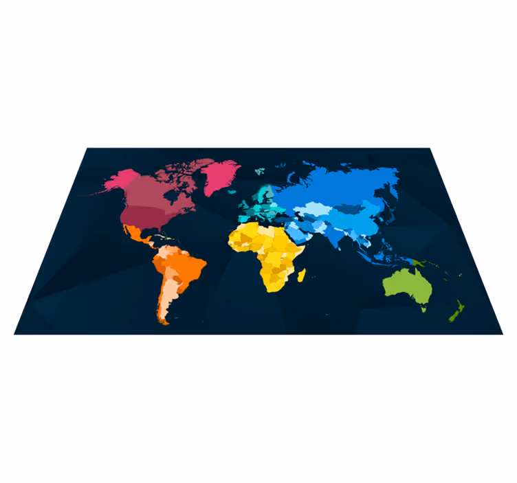 Tappeto vinile mappamondo cartografia colorata - TenStickers
