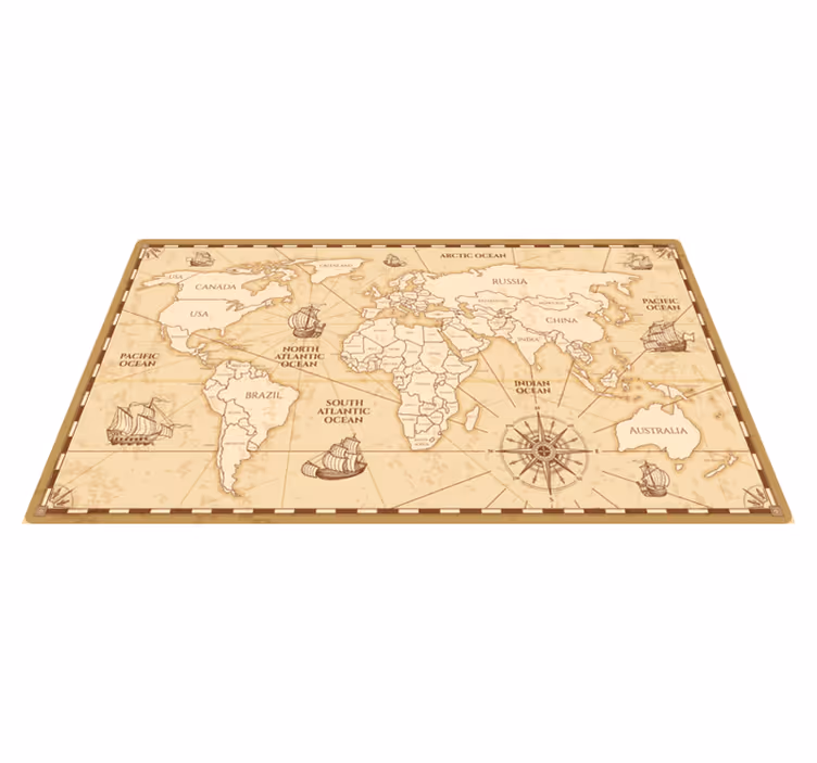 Tappeto vinile mappamondo disegno di mappa vintage - TenStickers