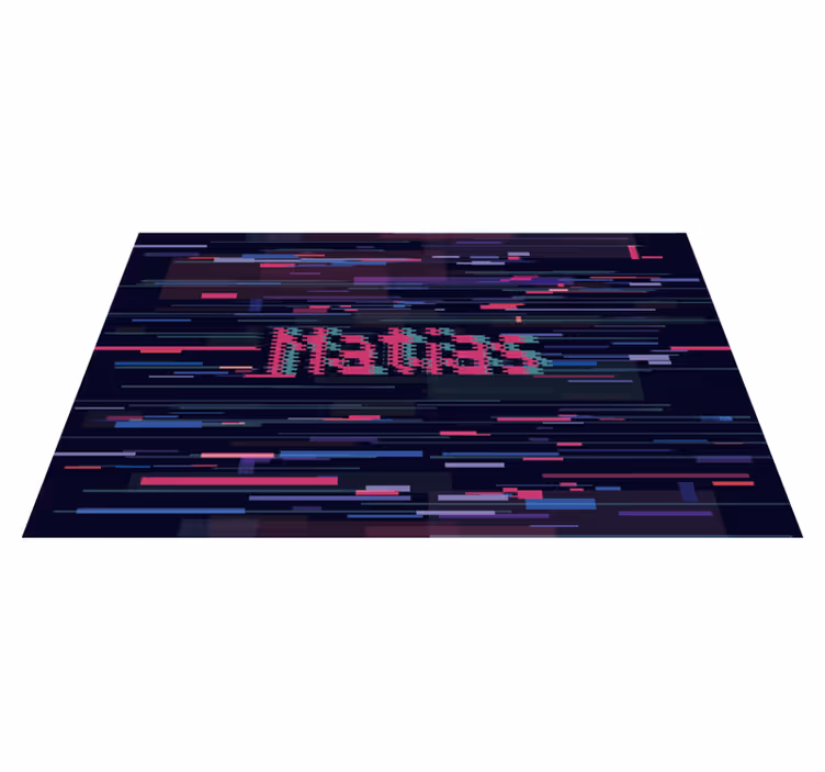 Tappeto vinile con nome arte glitch personalizzata - TenStickers