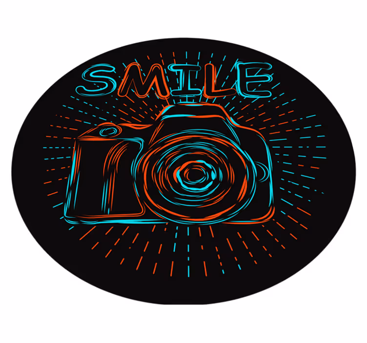 Tappeto vinile per bambini illustrazione fotocamera neon - TenStickers