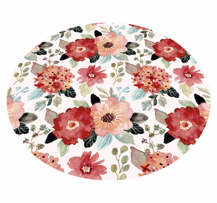 Tappeto vinile fiori motivo circolare floreale - TenStickers