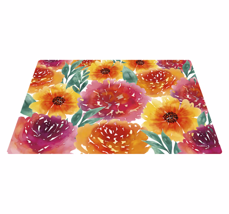 Tappeto vinile fiori acquerello floreale - TenStickers