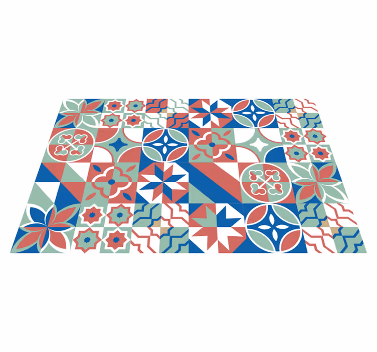 Tappeto vinile piastrelle design di piastrelle colorate - TenStickers