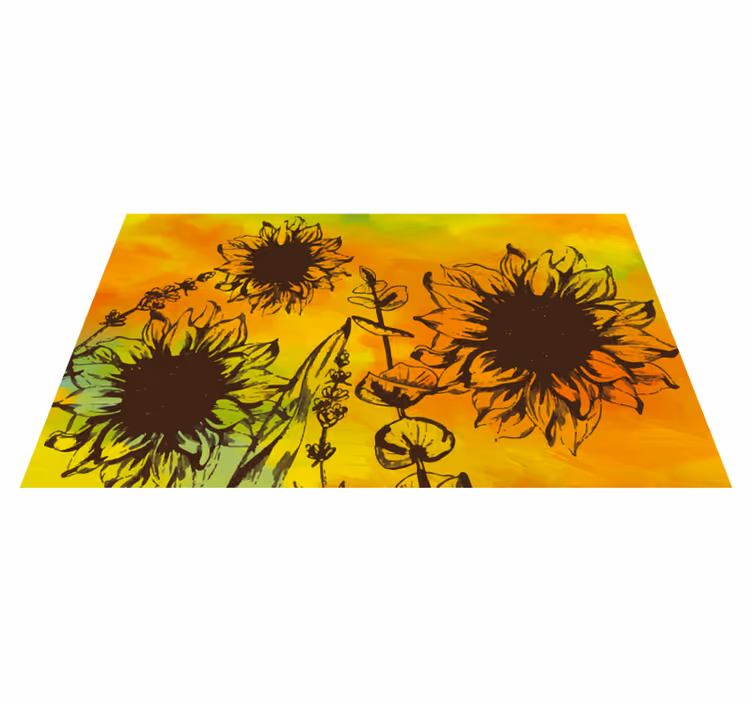 Tappeto vinile fiori schizzo di girasole - TenStickers