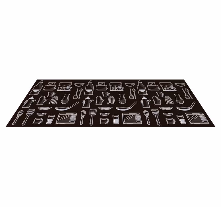 Tappeto moderno in vinile con utensili cucina - TenStickers