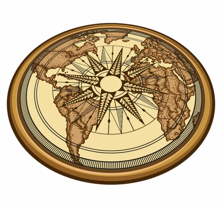 Tappeto vinile mappamondo mappa del mondo con bussola - TenStickers