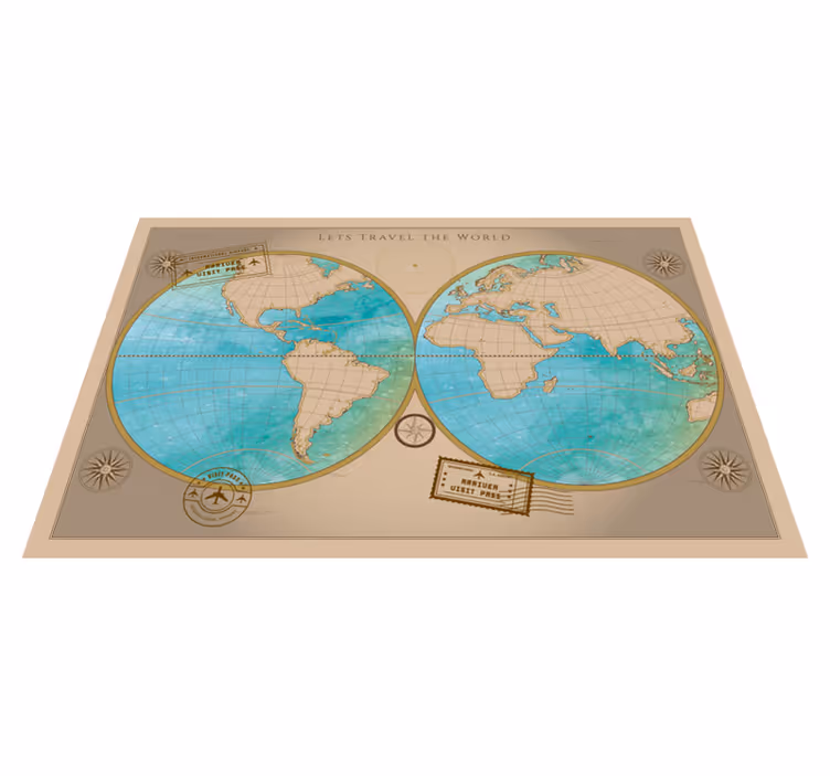 Tappeto vinile mappamondo arredamento della mappa del mondo - TenStickers