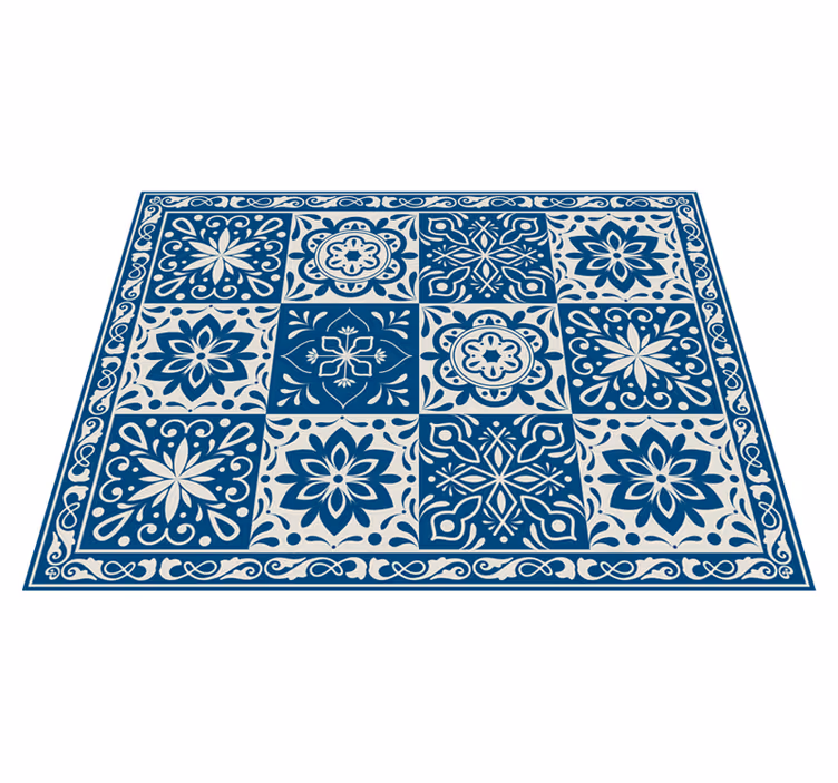 Tappetino da cucina in vinile piastrelle blu - TenStickers
