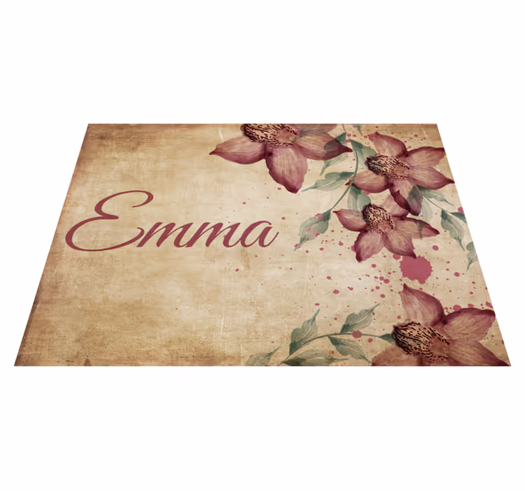 Tappeto vinile con nome fiori personalizzati - TenStickers