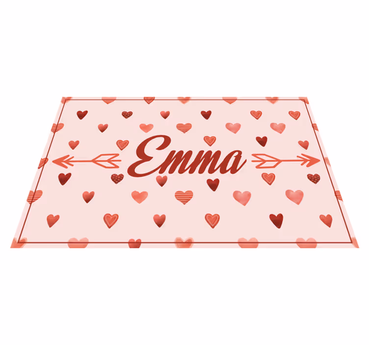 Tappeto vinile con nome tema cuore personalizzato - TenStickers
