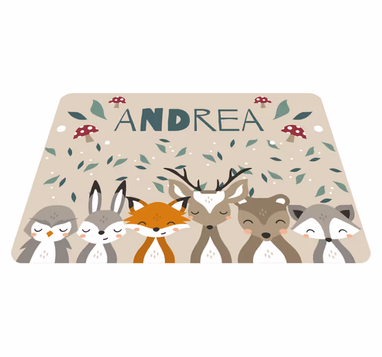 Tappeto vinile con nome amici del bosco - TenStickers