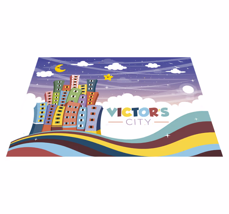Tappeto vinile con nome arcobaleno del paesaggio urbano - TenStickers