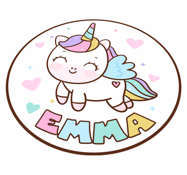 Tappeto vinile con nome unicorno personalizzabile - TenStickers