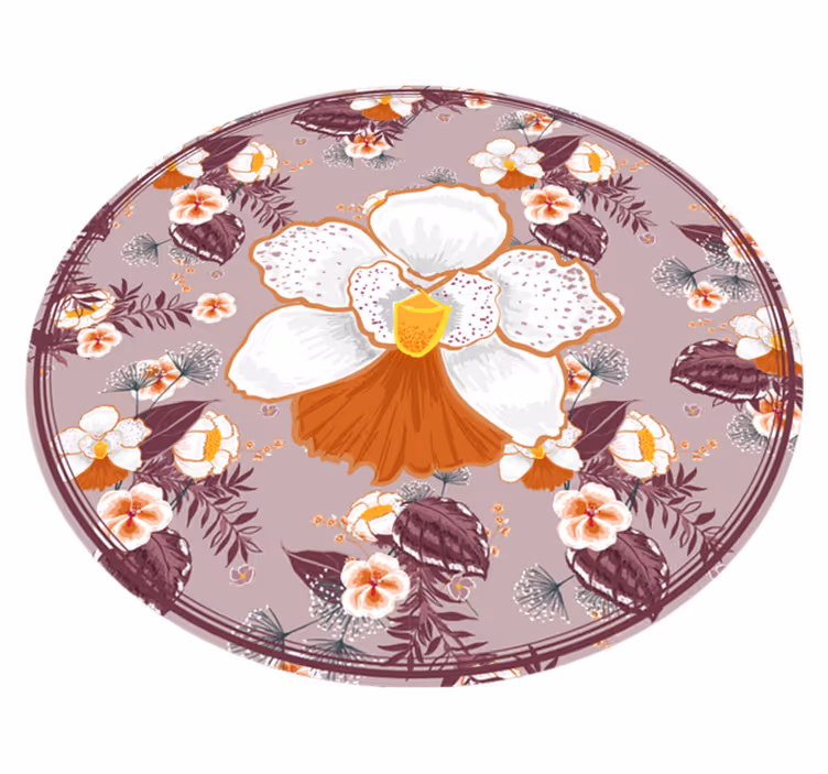 Tappeto vinile fiori cerchio con motivi floreali - TenStickers