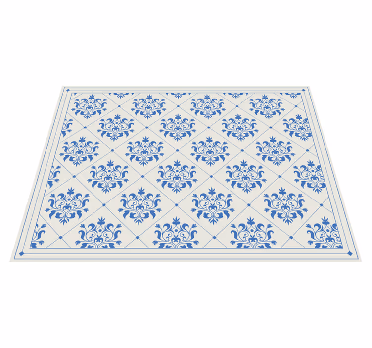 Tappeto vinile piastrelle blu ornamentale - TenStickers
