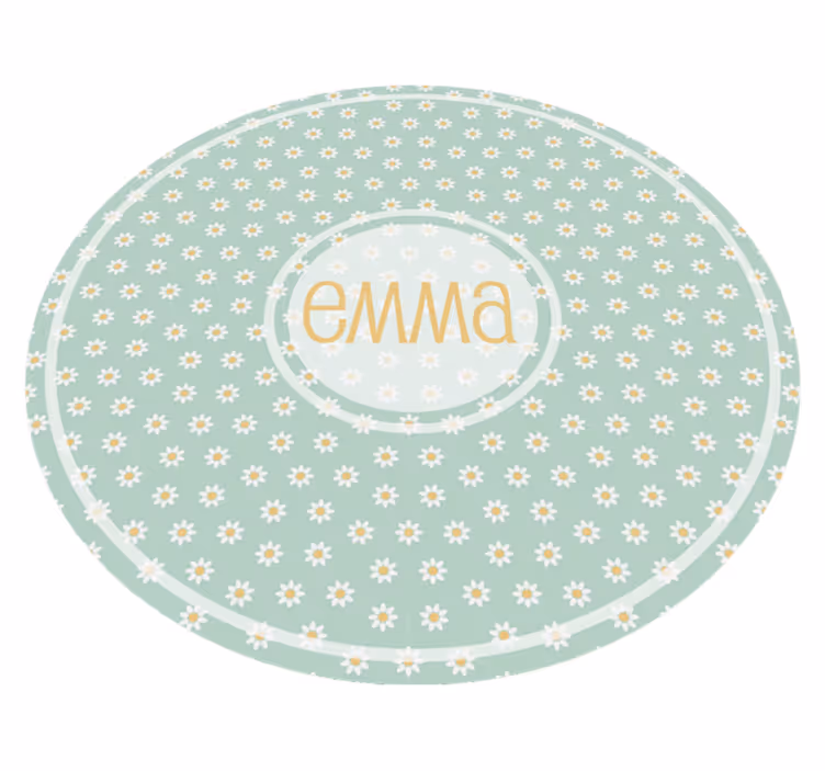 Tappeto vinile con nome cerchio di margherite personalizzato - TenStickers