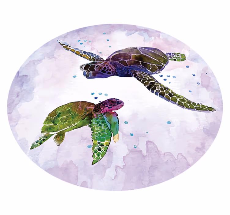 Tappeto vinile animali coppia di tartarughe marine - TenStickers