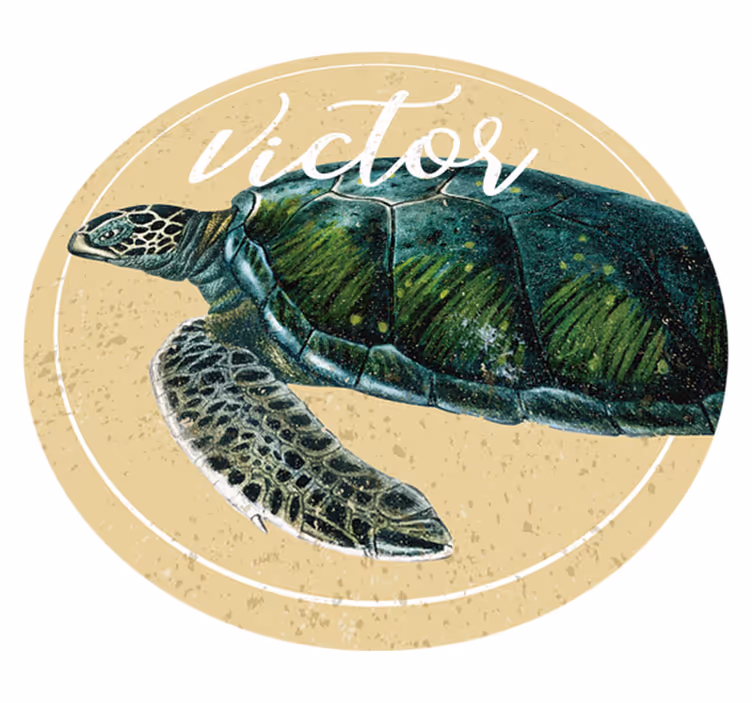 Tappeto vinile con nome tartaruga personalizzata - TenStickers