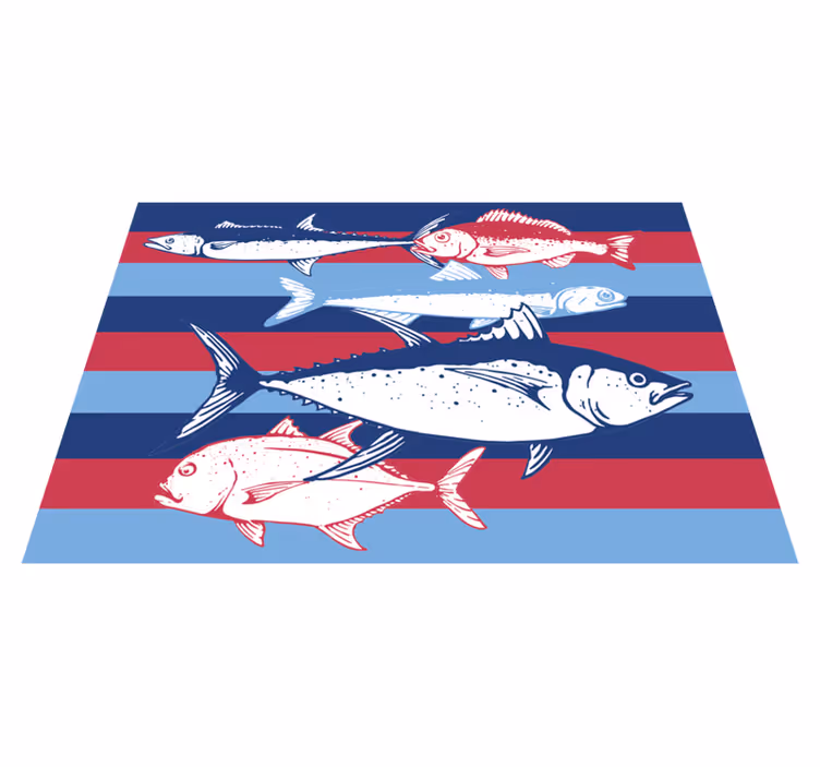Tappeto vinile animali illustrazione della striscia di pesce - TenStickers