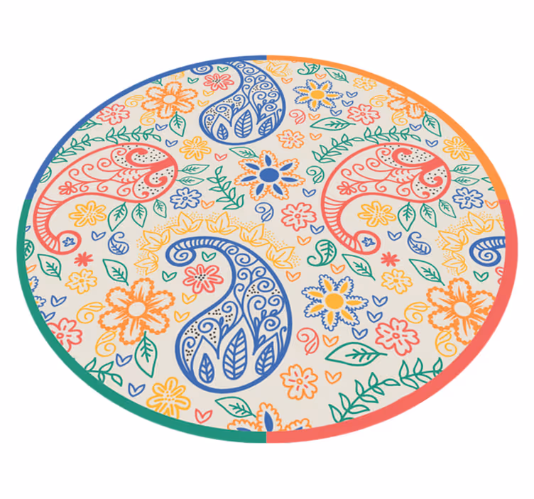 Tappeto vinile fiori motivi floreali paisley - TenStickers