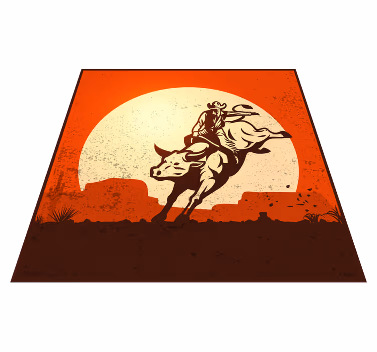 Tappeto vinile per bambini sagoma di toro da cowboy - TenStickers