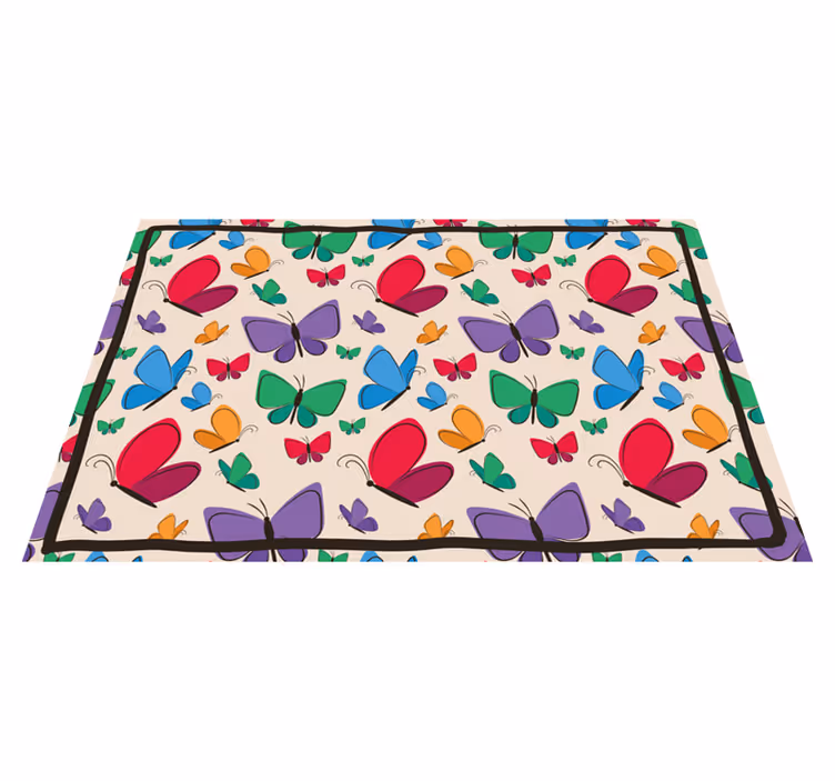 Tappeto vinile fiori abbondanza di farfalle - TenStickers