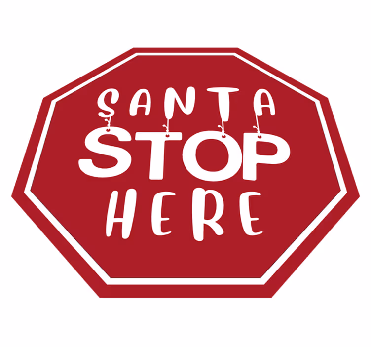 Tappeto Vinile Natale segnale di stop di babbo natale - TenStickers