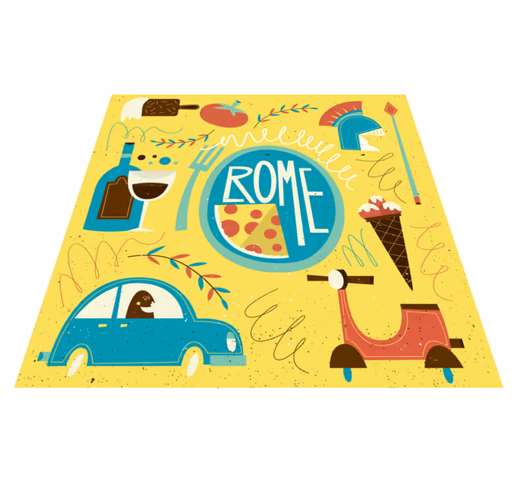 Tappeto vinile alfabeto illustrazione del tema di roma - TenStickers