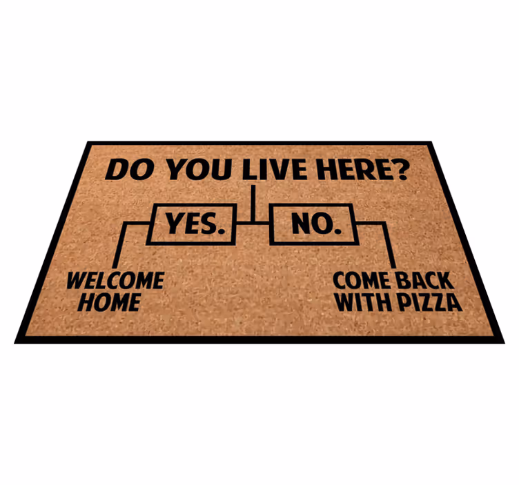 Tappeto vinile frase bentornata pizza a casa - TenStickers