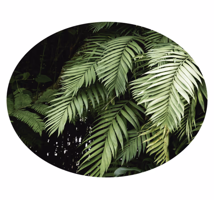 Tappeto vinile fiori cerchio di fogliame tropicale - TenStickers